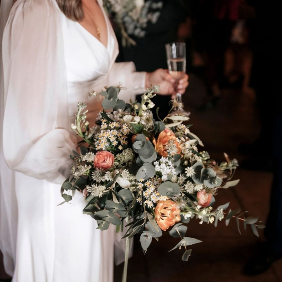 Bridal Bouquet Orange And Eucalyptus
