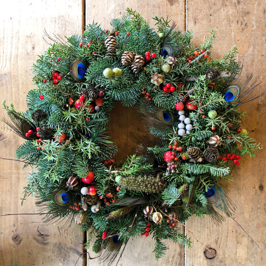 Berry Feathery Christmas Wreath 2018