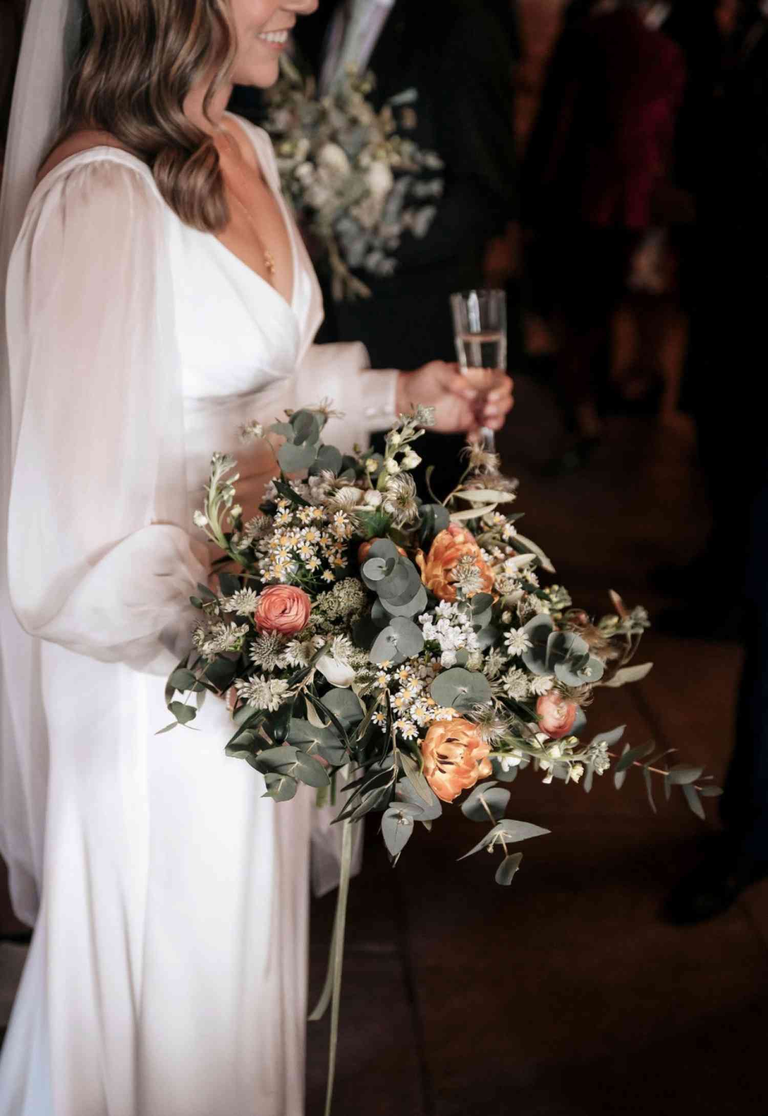 Bridal Bouquet Orange And Eucalyptus