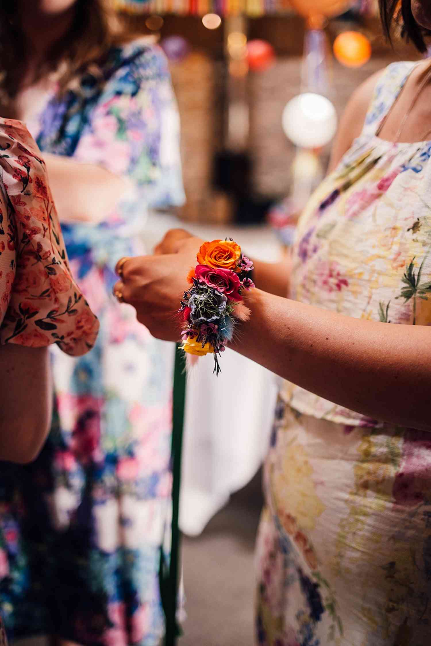 Bright Coloured Wrist Corsages