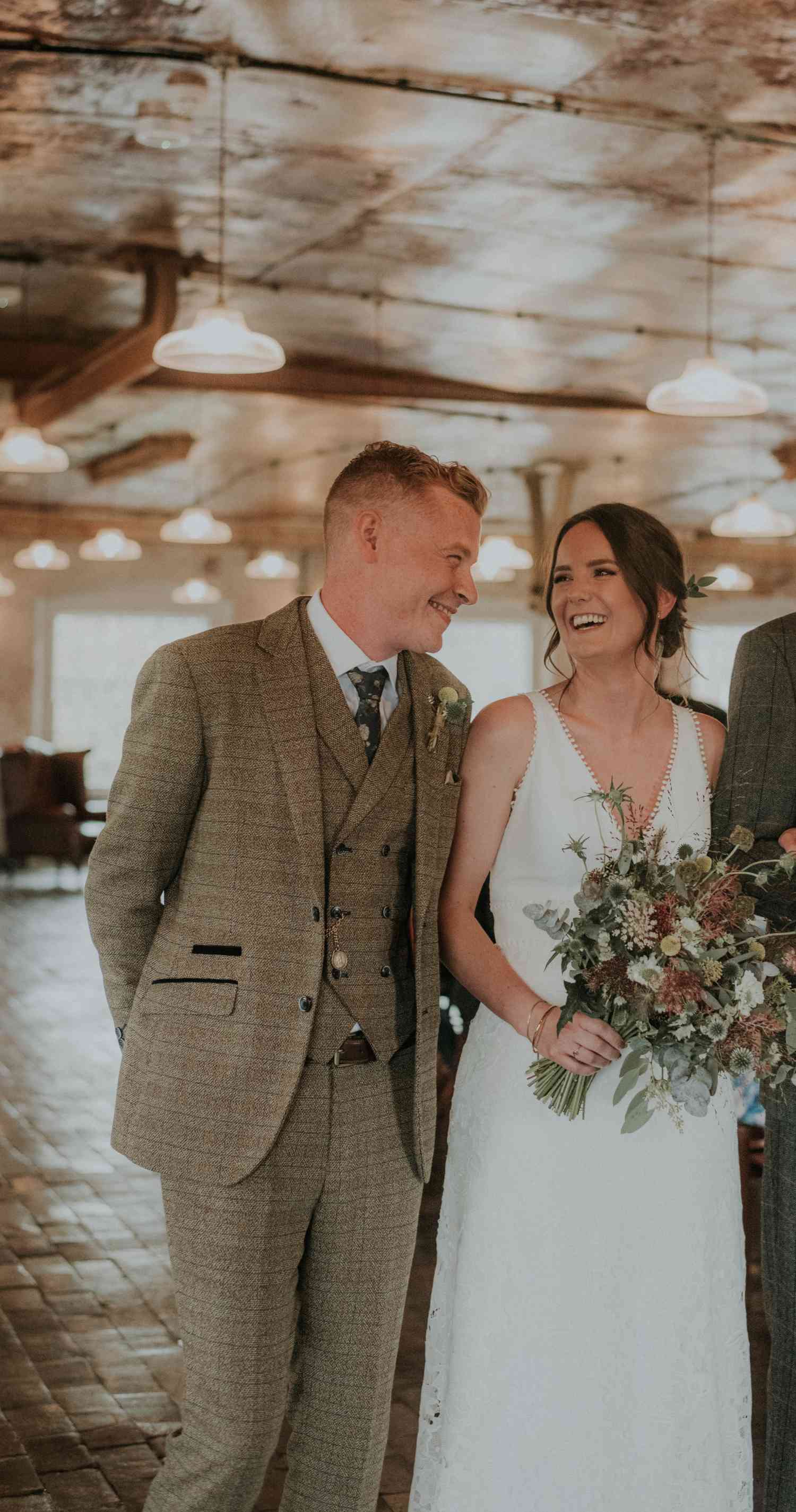 Bride and groom wild bridal bouquet
