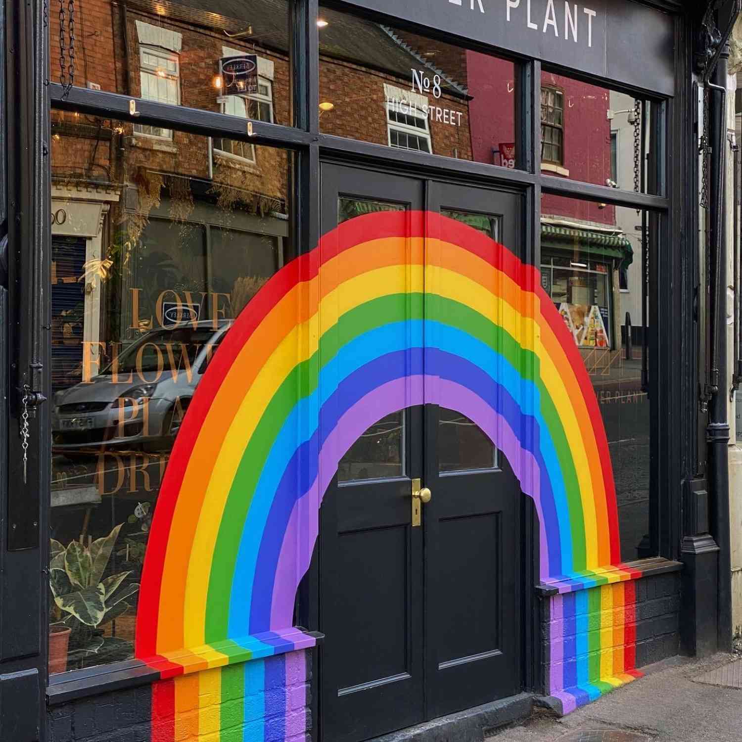 Florist shopfront rainbow covid the flower plant