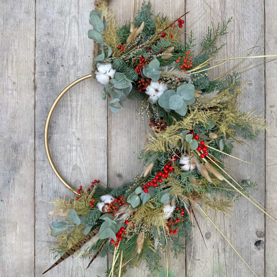 Gold Hoop Christmas Wreath