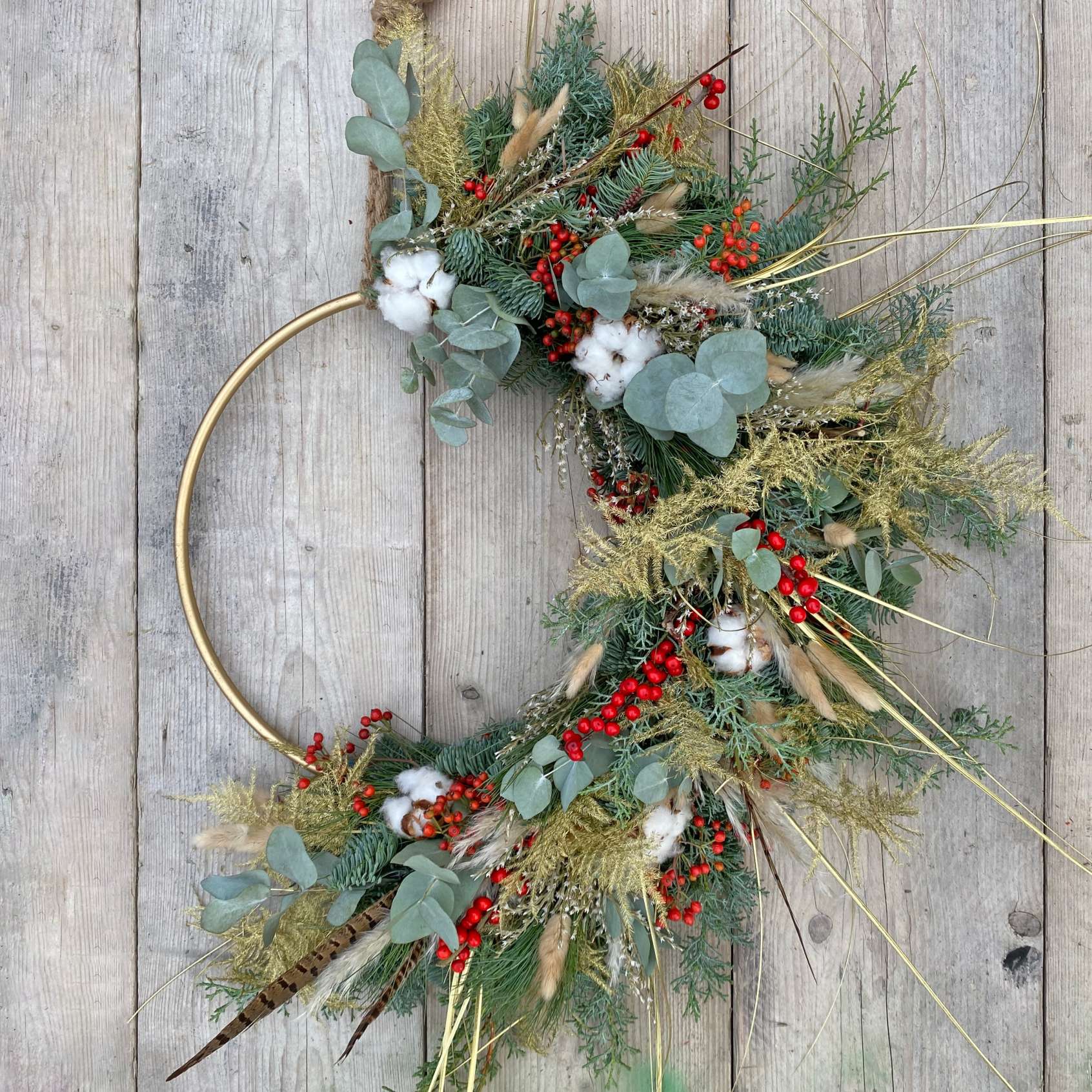 Gold Hoop Christmas Wreath