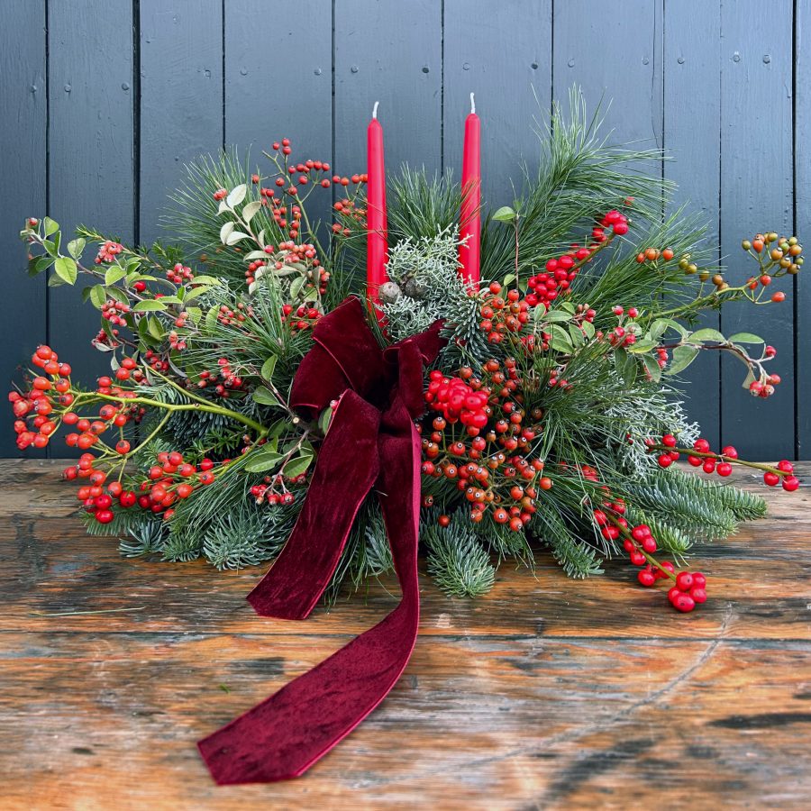 Merry berry christmas table centerpiece