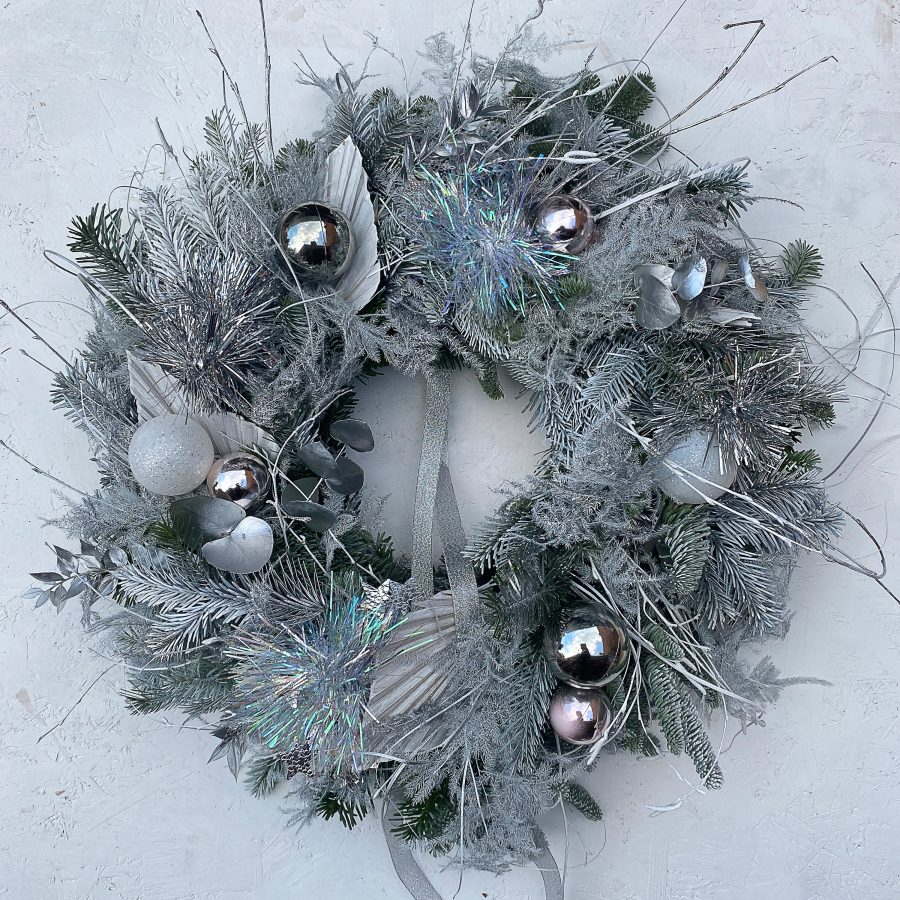Silver christmas wreath