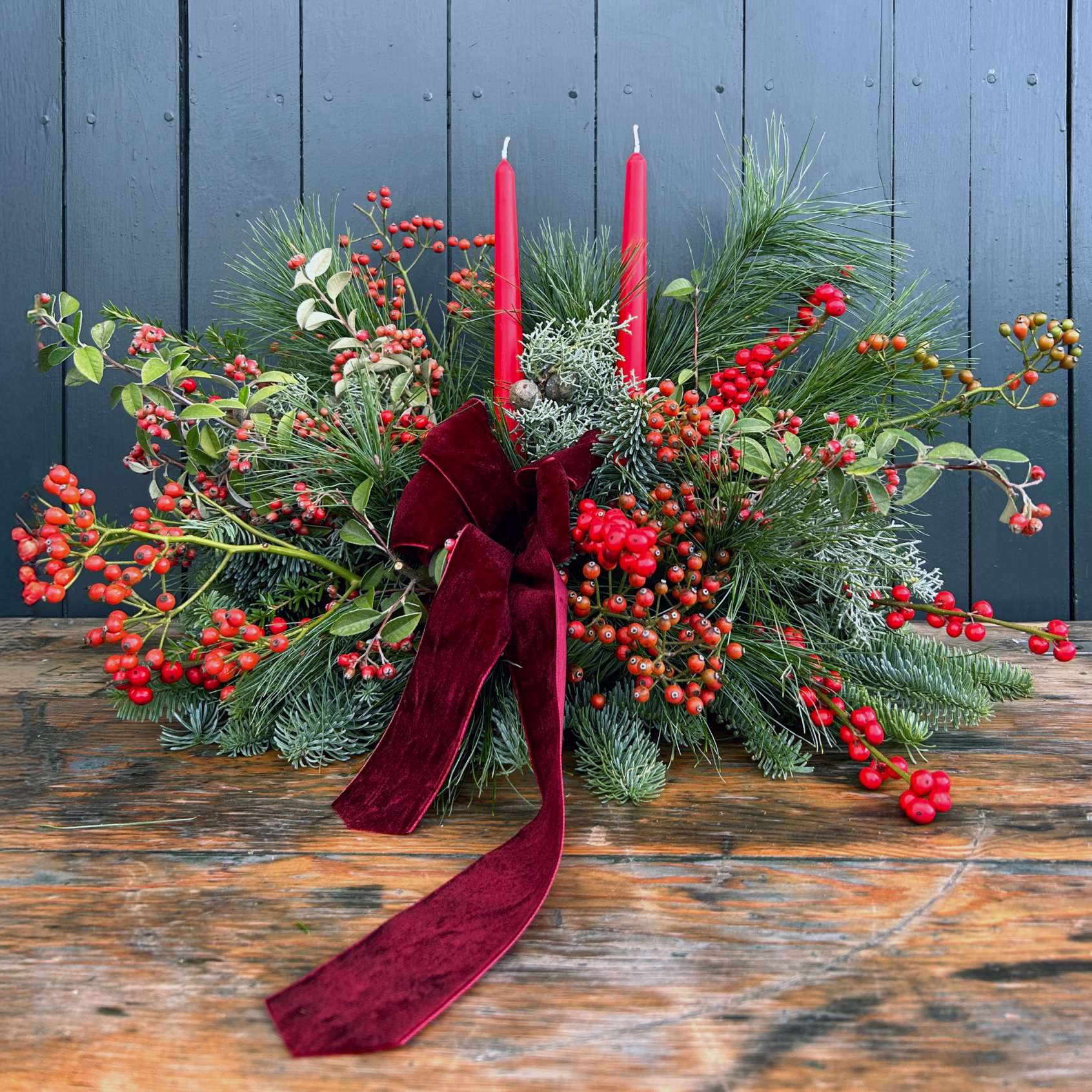 Merry berry christmas table centerpiece