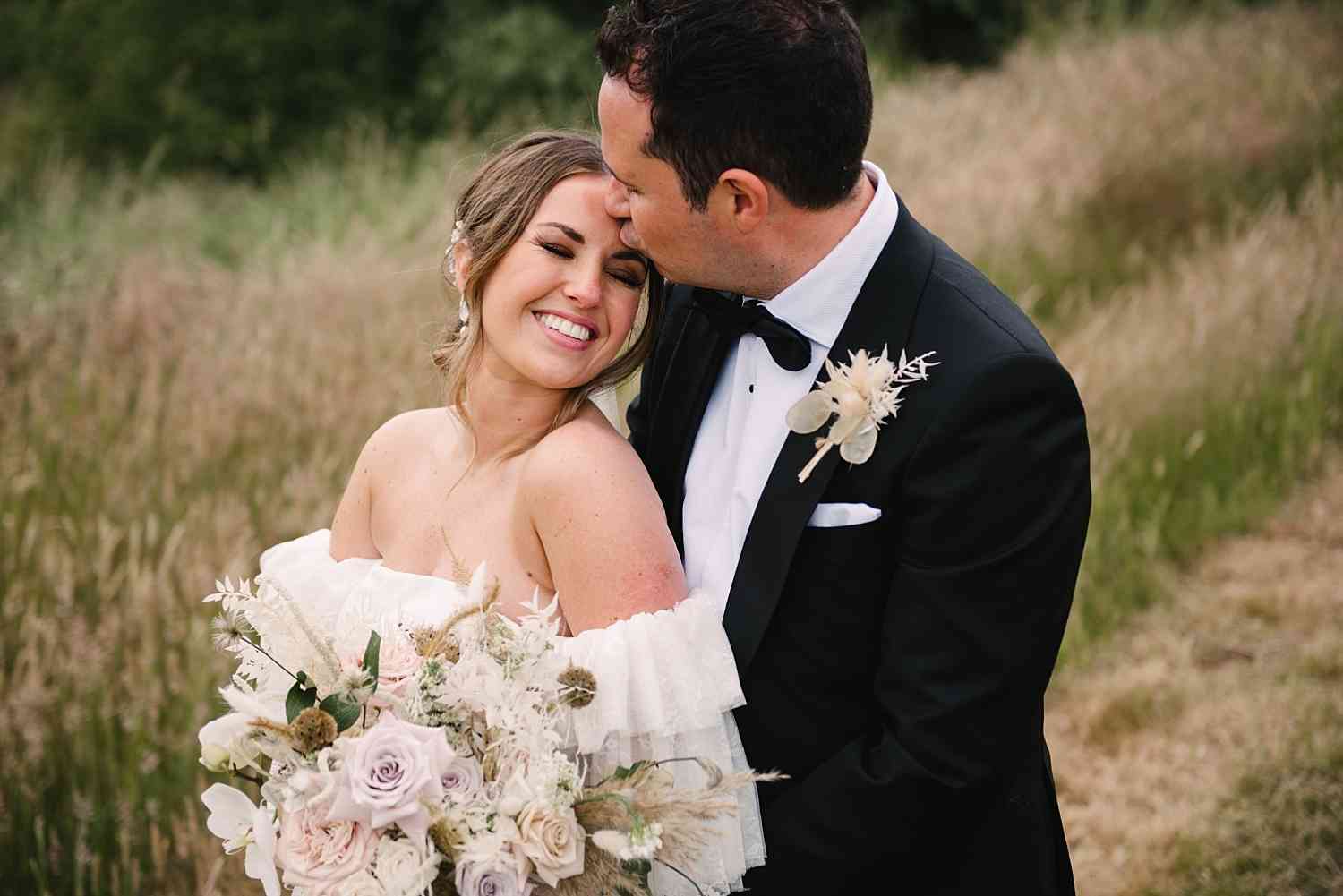 Muted and Nude Toned Bouquet and Buttonhole