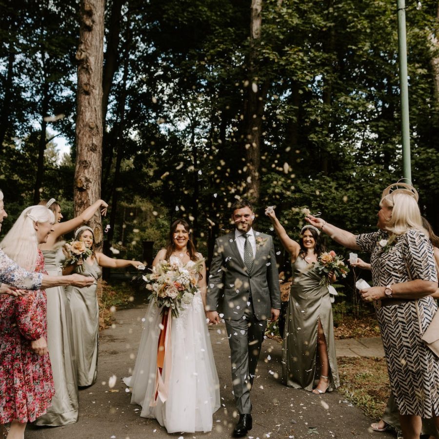 Pastel Wedding Bride and Groom