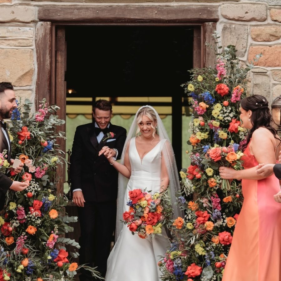 Just Married Deconstructed Floral Archway Bold Colours