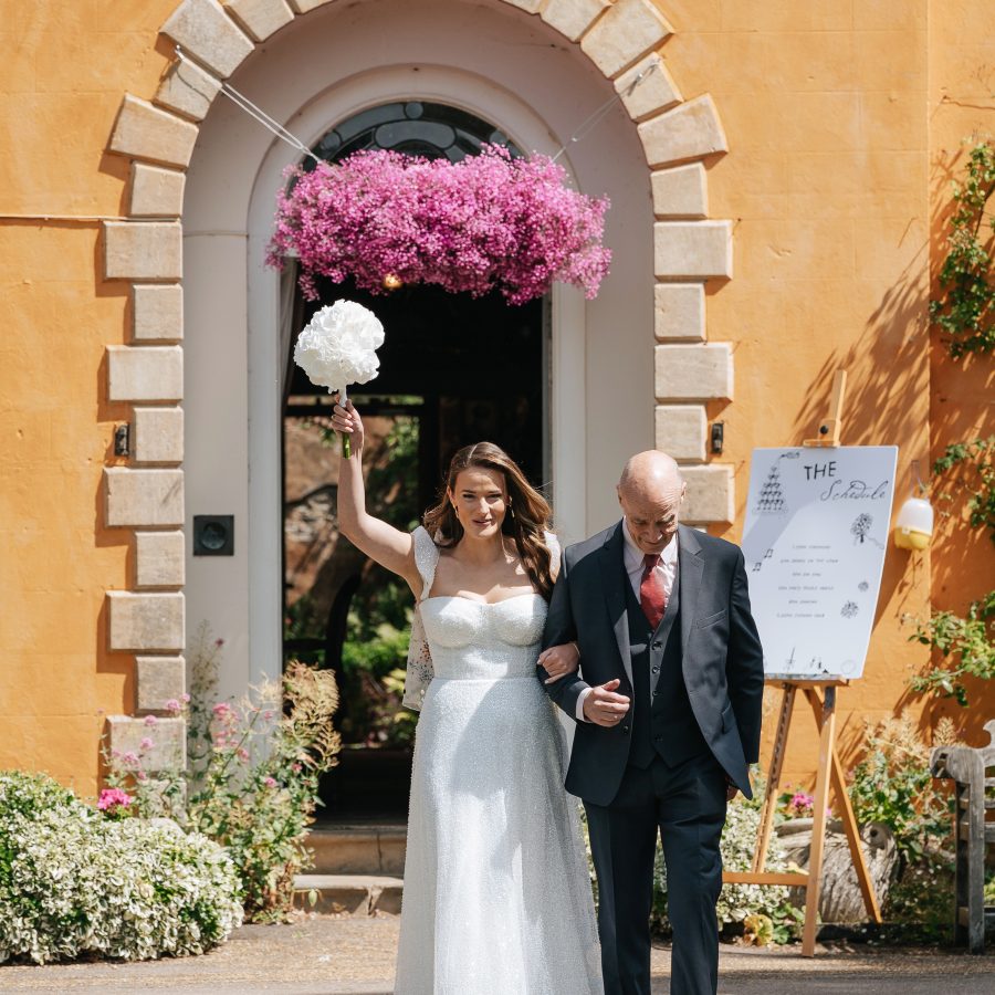 Rosie James Langar Hall Wedding Floral Cloud Entrance