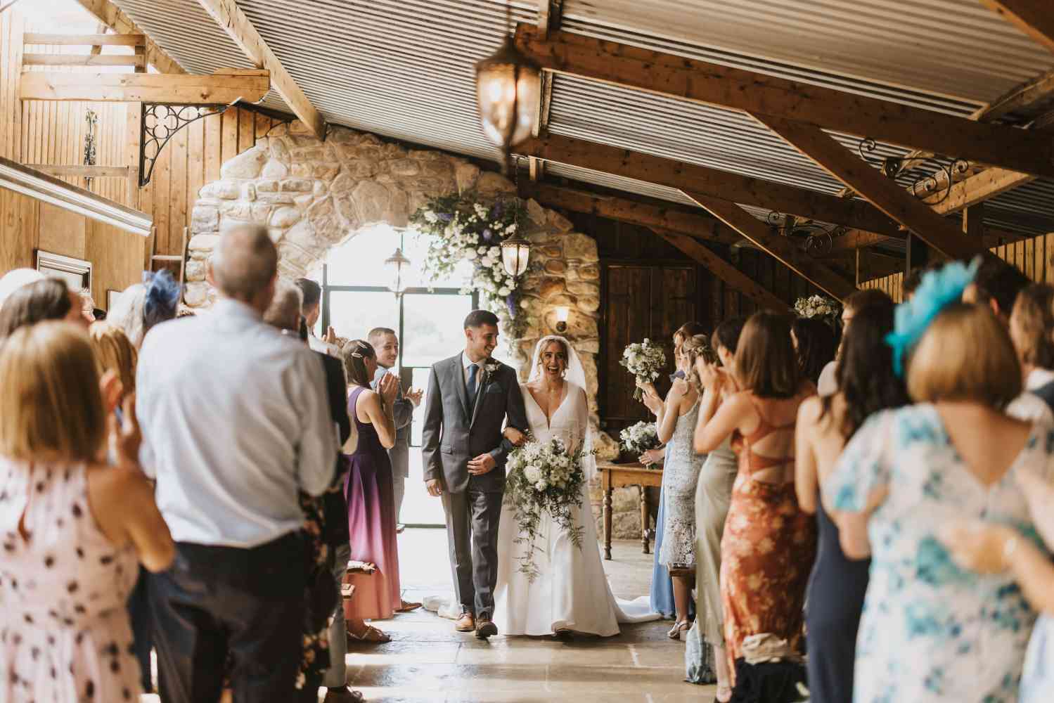 Imogen Tom Wedding White Green Aisle