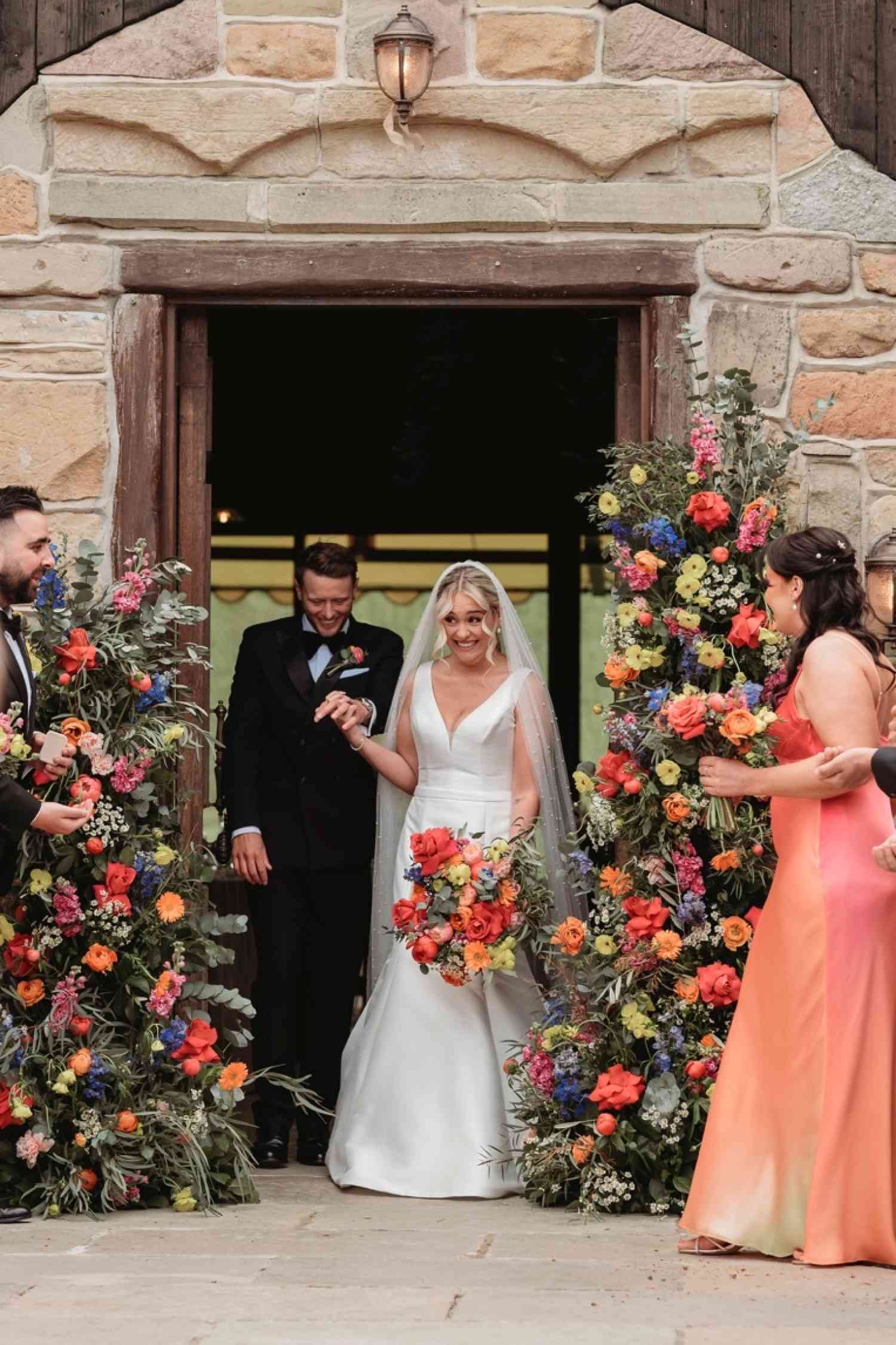 Just Married Deconstructed Floral Archway Bold Colours