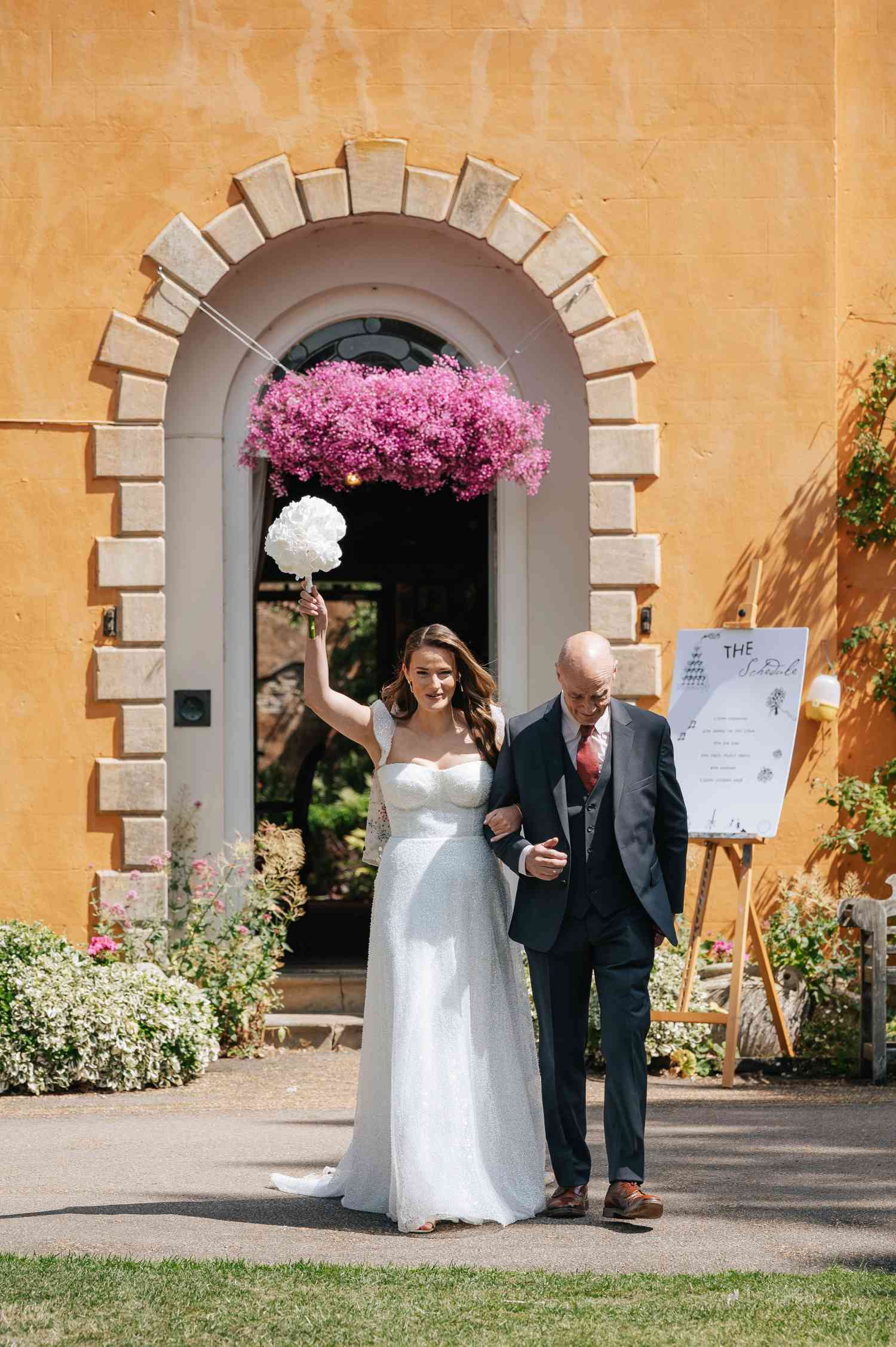 Rosie James Langar Hall Wedding Floral Cloud Entrance