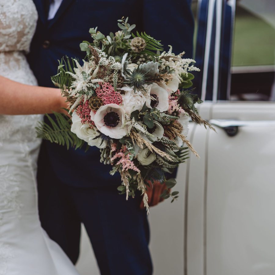 White Bridal Bouquet Pop Of Colour