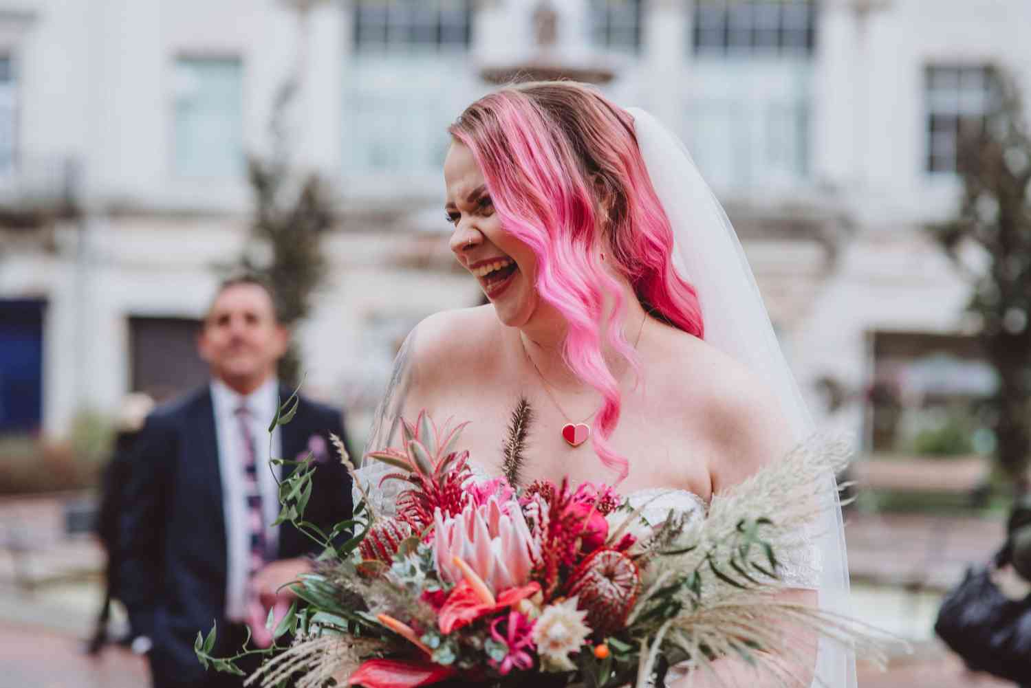 Pink and Red Unusual Bridal Bouquet