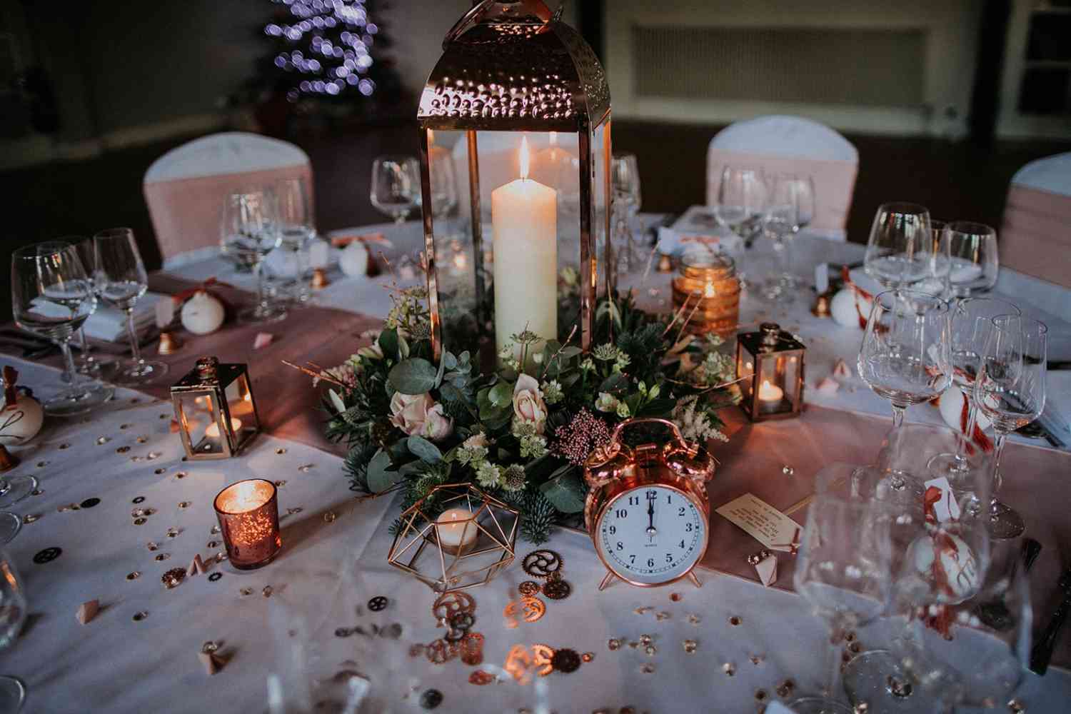 Rose Gold Winter Table Decoration