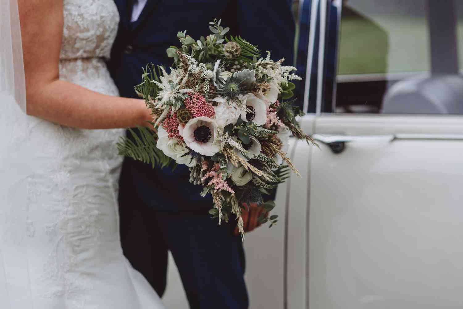 White Bridal Bouquet Pop Of Colour