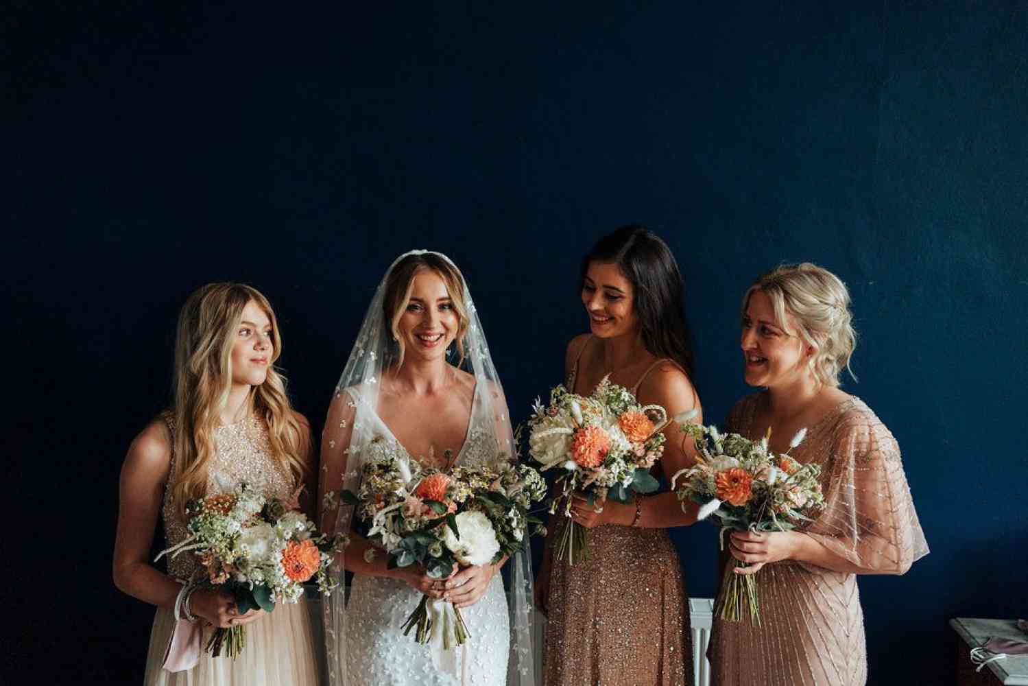 Wild summer bridal and bridesmaids bouquets